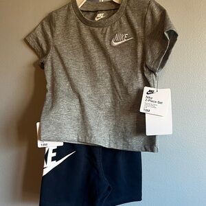 Nike Heather Gray Tee and Black Shorts Set